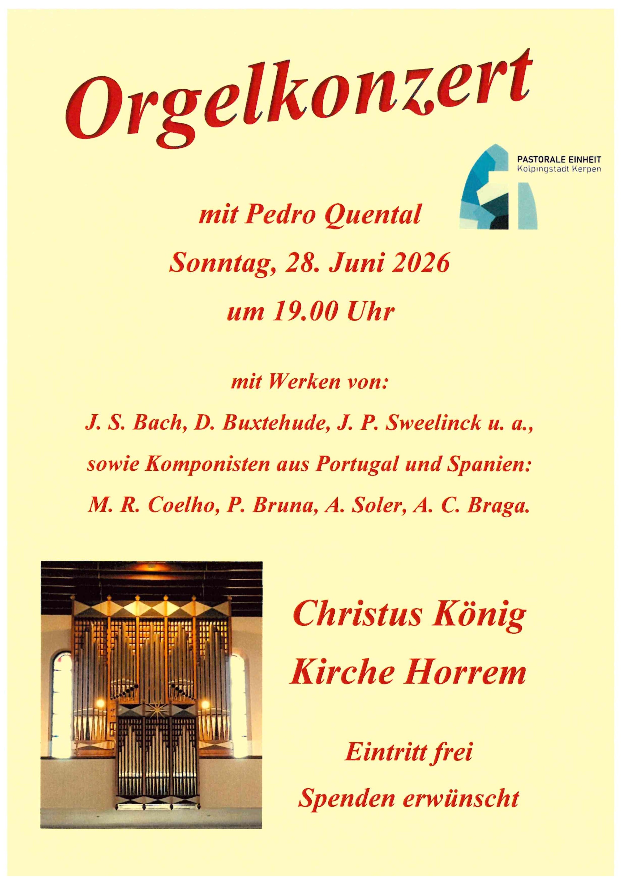 Orgelkonzert mit Pedro Quental